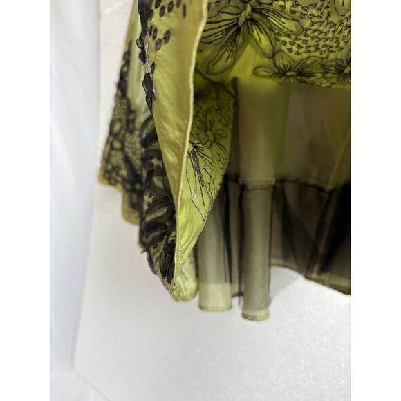 SL Fashions Draped Flare Satin Charmuese Dress Party Formal Black Green Size 6 - Picture 7 of 12